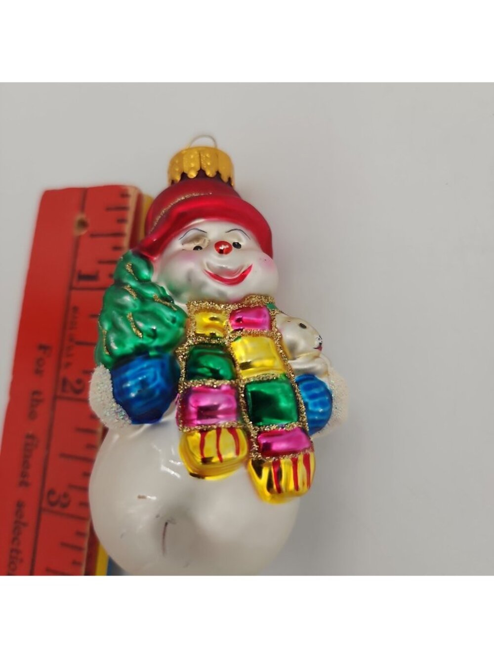 Macy’s Holiday Lane Snowman Christmas Ornament Molded Glass Decoration 3"